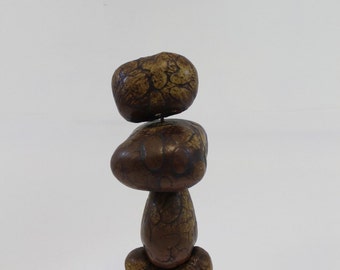 Vintage Mid Century Modern Ceramic Totem Stones Table Art Sculpture