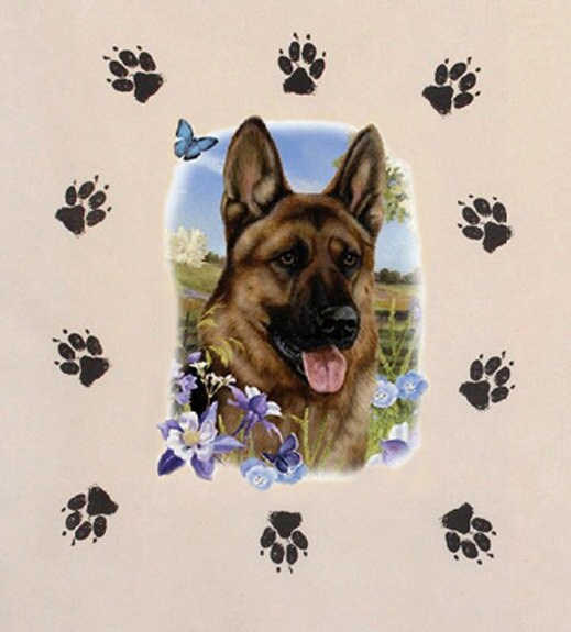 German Shepherd dog breed fabric panel and paw by 1barkavenue