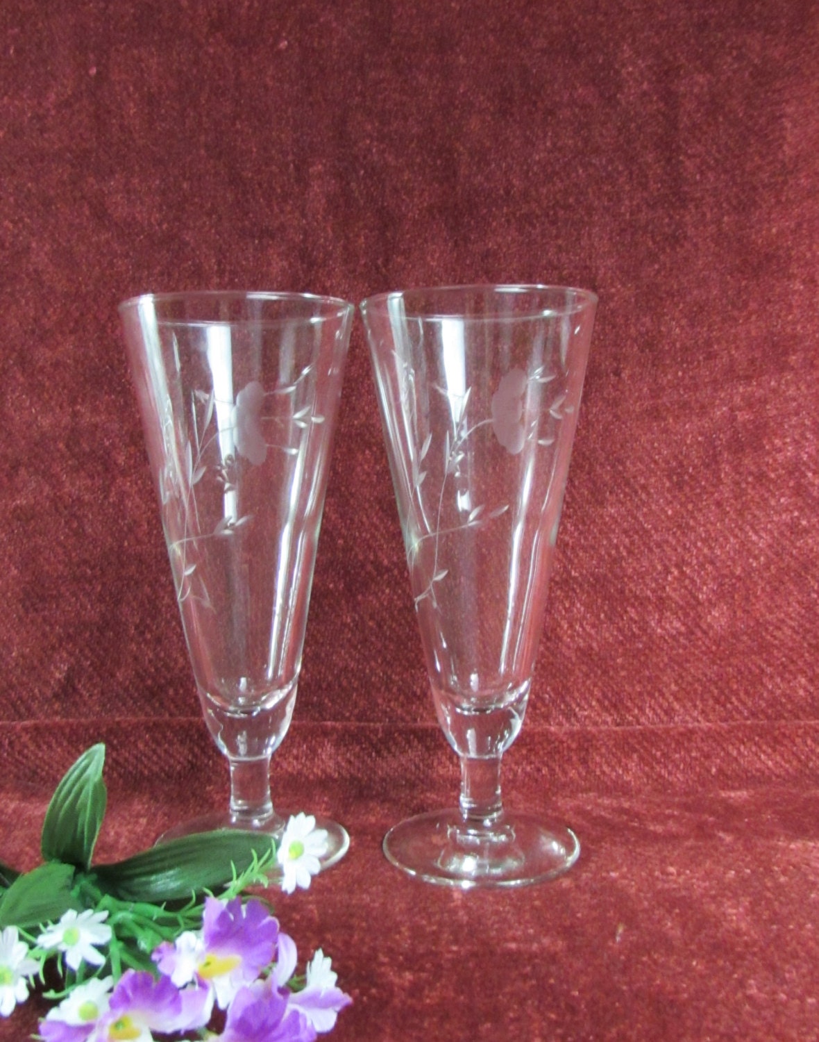 Vintage Princess House Tapered Crystal Wine Glasses