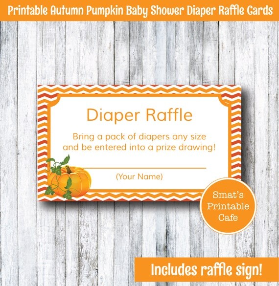 Printable Pumpkin Autumn Baby Shower Diaper Raffle Tickets