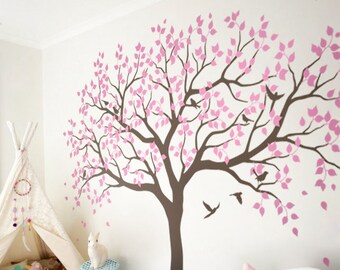 Large Tree Wall Decals Trees Decal Nursery Tree Wall Decals, Pink girly tree, Vinyl Wall Decal - MM001