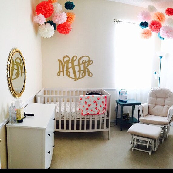 Nursery Decor Wooden Monogram Wall Art Large by CustomCutMonograms