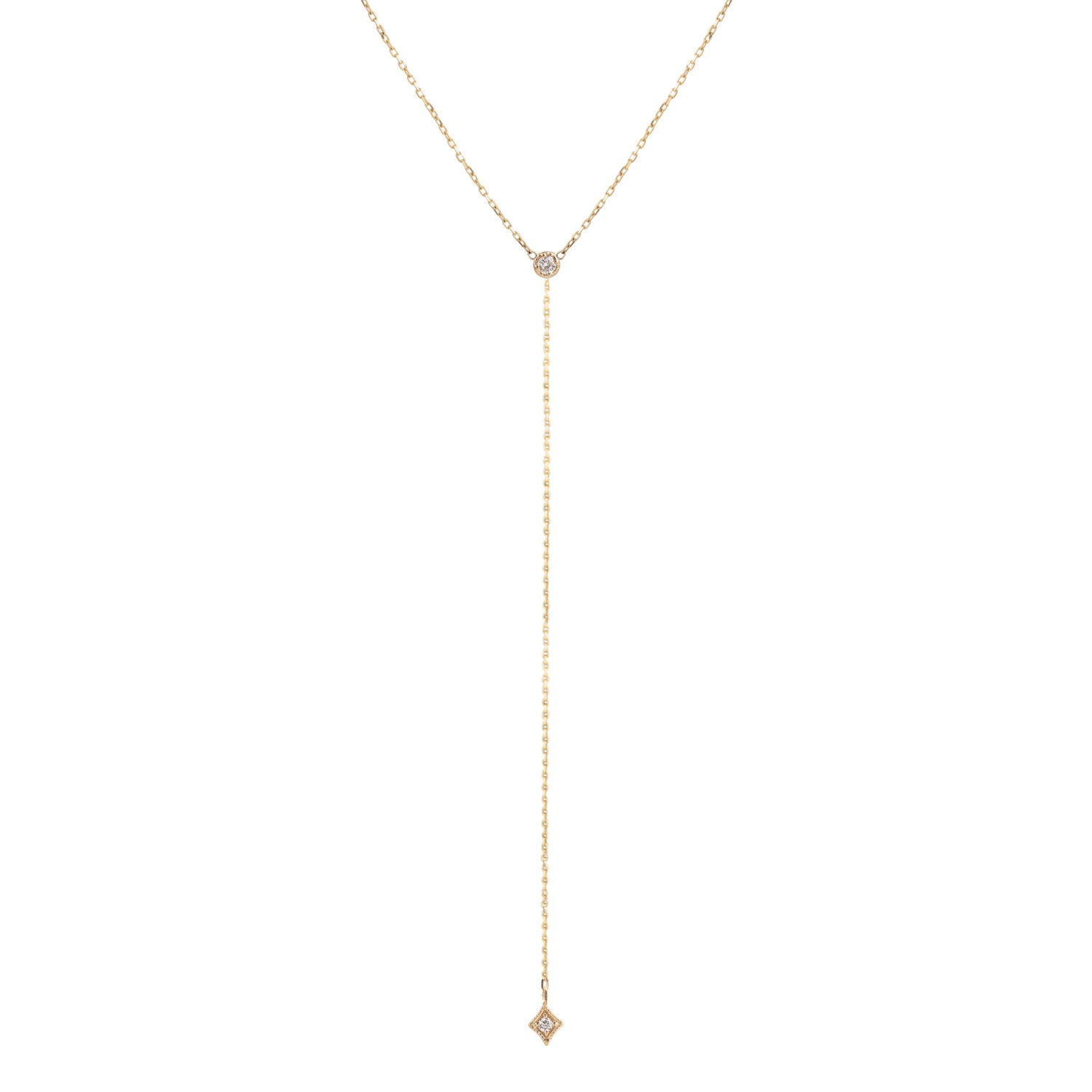 14k gold diamond Y necklace drop necklace natural by EnveroJewelry