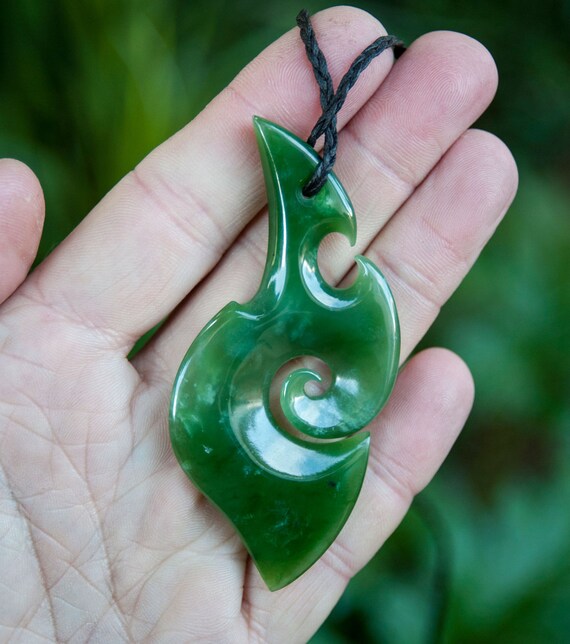 Large Maori Style Jade Koru Pendant From New by BoneArtPlace