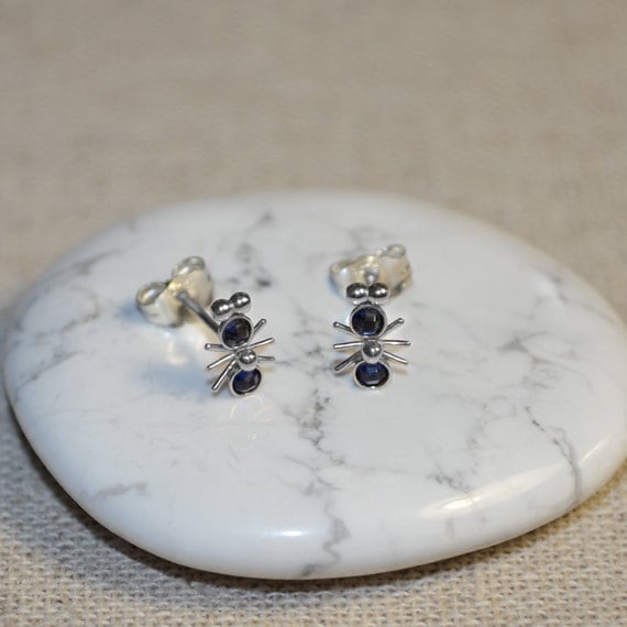 Sapphire Stud Earrings - 2mm Sapphire Post Earings - Silver Stud Earrings - Cartilage Earring Stud - Helix Earring - Conch Jewelry