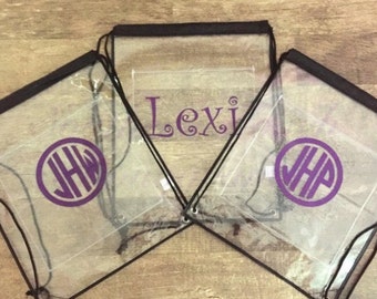 Monogrammed Clear Cinch Bag