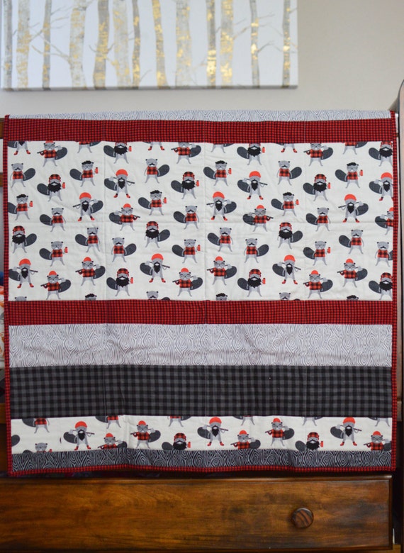 SALE Burly Beaver with Plaid Flannel Quilt