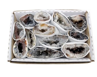 Natural Geode From Brazil 1.5-2 lbs Full Box Approx. 10-15 pieces - Style A - RK48b