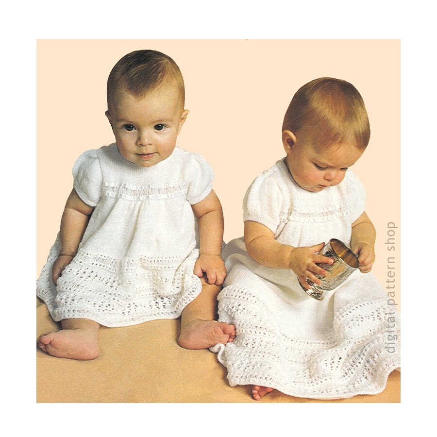 Baby Knitting Pattern Christening Dress Pattern Short or Long