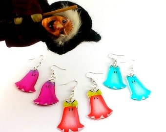 Happy halloween earrings Halloween ghost earrings Halloween gift Kawaii ghost Exotic earrings Cute ghost Candy earrings Glossy earrings