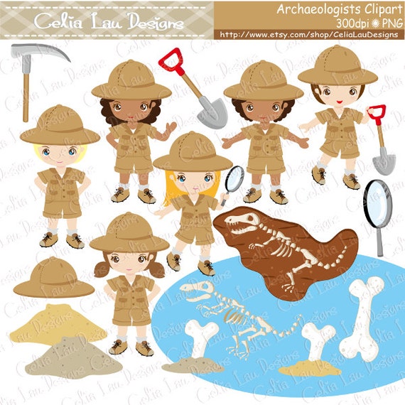 Archaeologist Kids Clipart Explorer hat Dinosaur