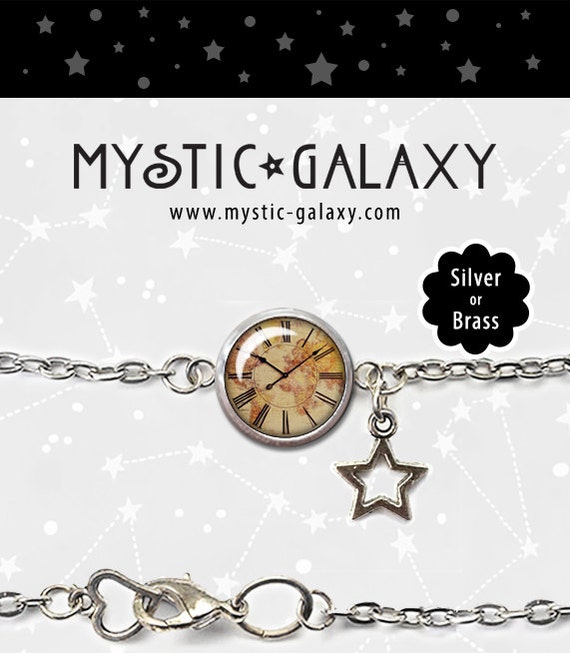 Items similar to Antique Watch Bracelet, Charm Bracelet, Glass Dome