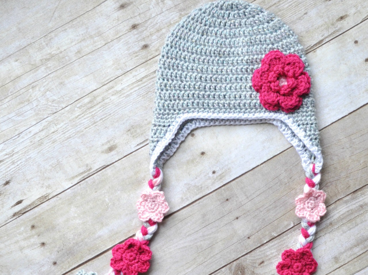 Crochet Flower String Hat