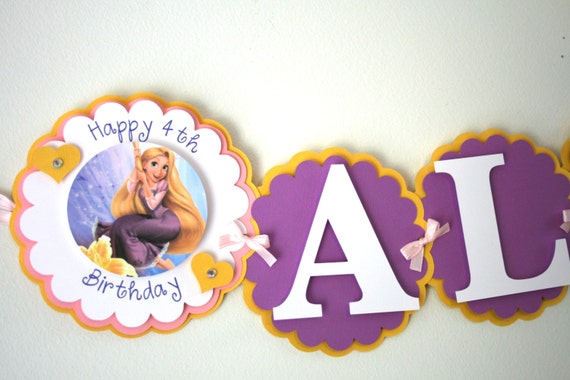 Tangled Inspired Birthday Banner Rapunzel Princess Birthday