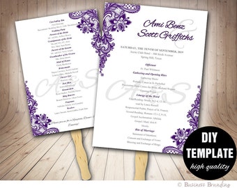 Floral Wedding FAN Program Template Printable Wedding by paperfull