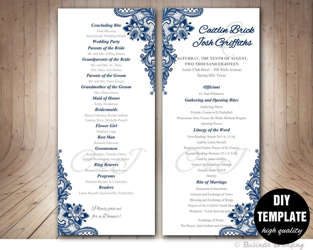 wedding program template for microsoft word