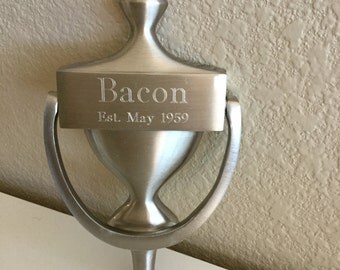 Engravable Satin Nickel Solid Brass Base Entry Door Knocker Personalized Name Date Monogram Housewarming Moving In Realtor Gift CKLLO36457