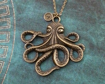 Octopus Necklace VERY LARGE Octopus Jewelry Personalized Jewelry Kraken Necklace Octopus Gift Octopus Pendant Necklace Bridesmaid Necklace