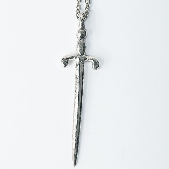 Handmade Sterling Silver Sword Necklace Free Shipping Unisex Silver