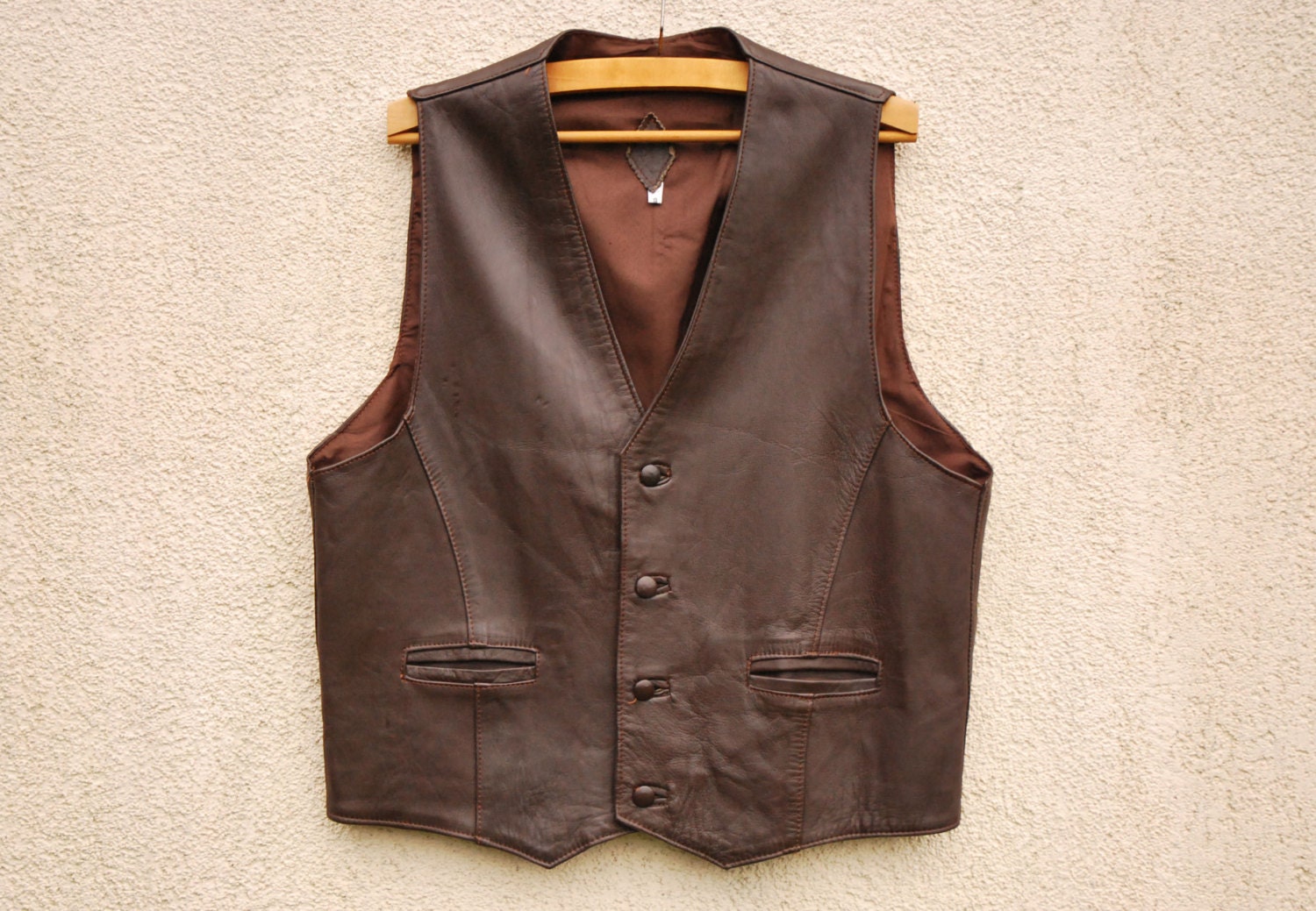 Vintage Brown Mens Vest Genuine Leather Country Chocolate Waistcoat ...