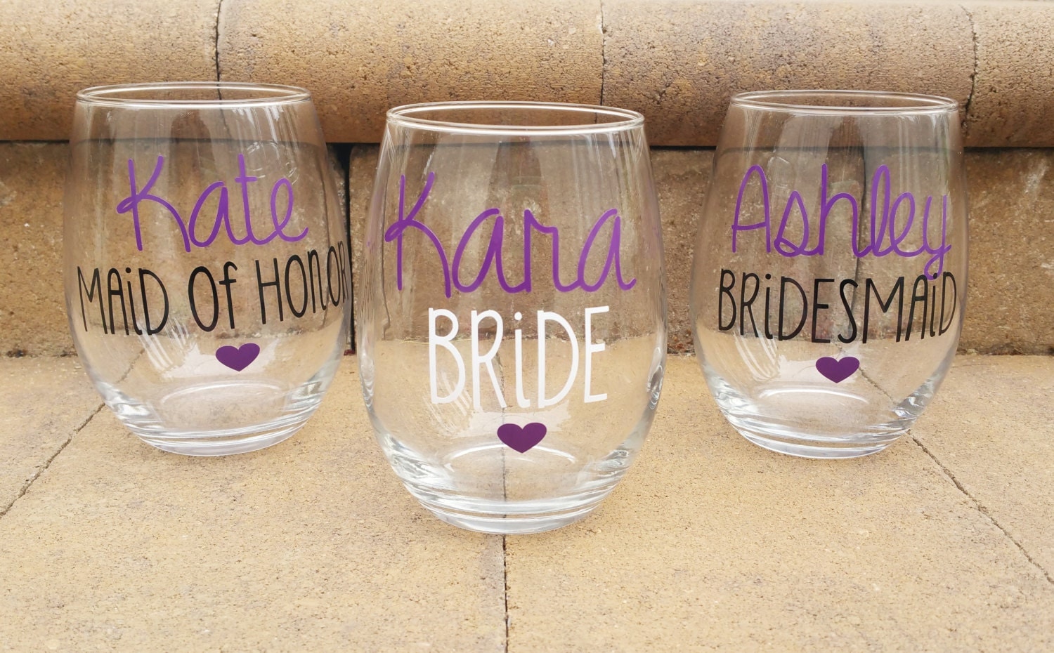 Personalized Bridesmaid Wine Glasses Bridal Party Wine