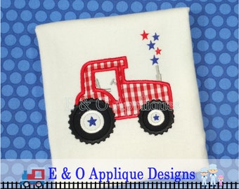 Tractor Stars Applique Digital Design - 4th of July Applique Design - Patriotic Machine Embroidery 4 sizes Design