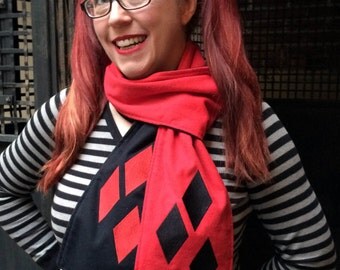 Harlequin Harley Quinn Diamonds Warm Flannel Scarf