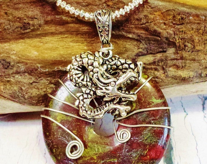 Dragon Blood Jasper Game of Thrones Inspired Statement Necklace ~ Powerful Jasper Viking Style Jewelry ~ Anniversary, Birthday Gift for Leo