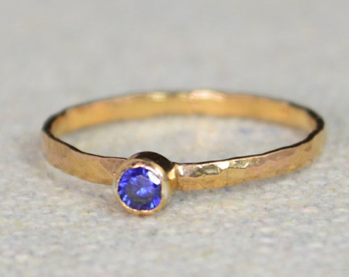 Classic Rose Gold Filled Sapphire Ring, solitaire, solitaire ring, rose gold filled, September Birthstone, Mothers Ring, gold band, band