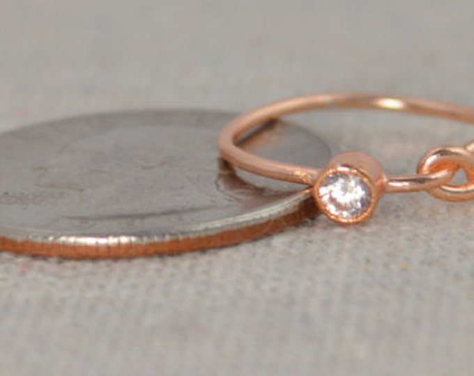 CZ Diamond Infinity Ring, Rose Gold Filled, Diamond Ring, Solitaire, Stackable Rings, Mother's Ring, Rose Gold Ring, Rose Gold Knot Ring