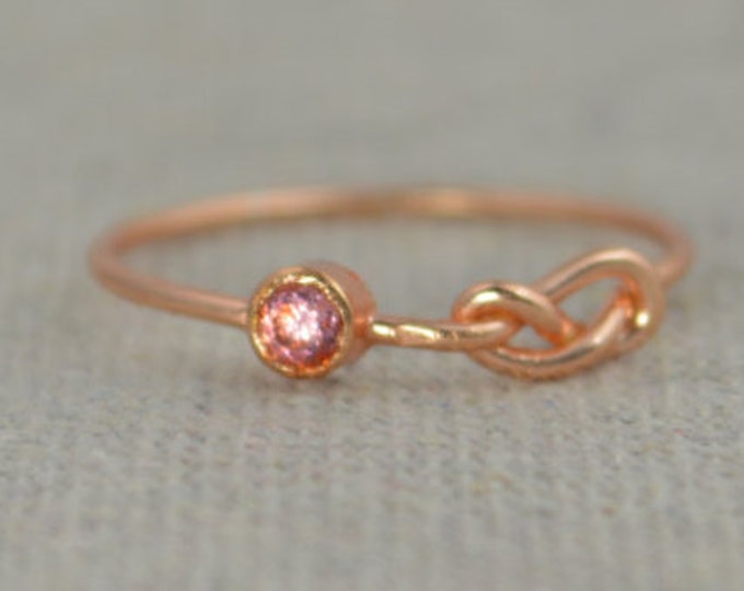 Grab 5 14k Rose Gold Filled Infinity Ring, Rose Gold Filled Ring , Stackable Rings, Mothers Ring, Birthstone, Rose Gold, Rose Gold Knot Ring