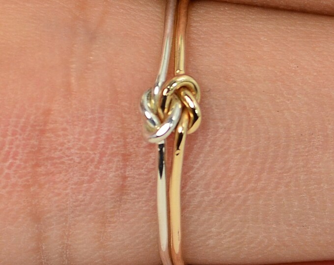 Dainty Silver and Gold Double Knot Ring, Love Ring, Love Knot Ring, BFF Ring, Bridal Ring, Promise Ring, Mother Daughter Ring
