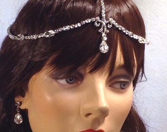 Bridal Forehead Band ~ Bridal Tikka ~ Rhinestone Hair ~ Swarovski Crystal Headpiece ~ Wedding Tikka ~ Vintage Bridal ~Headpiece Heaven