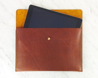 Leather iPad - Sleeve / Leather Tablet Cover / Handstiched Leather Mini Folio / Clutch for small tablet made of Horween leather.