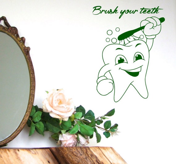 Cute Tooth Wall Decals Brush Your Teeth Quotes Vinyl Decal Spa
