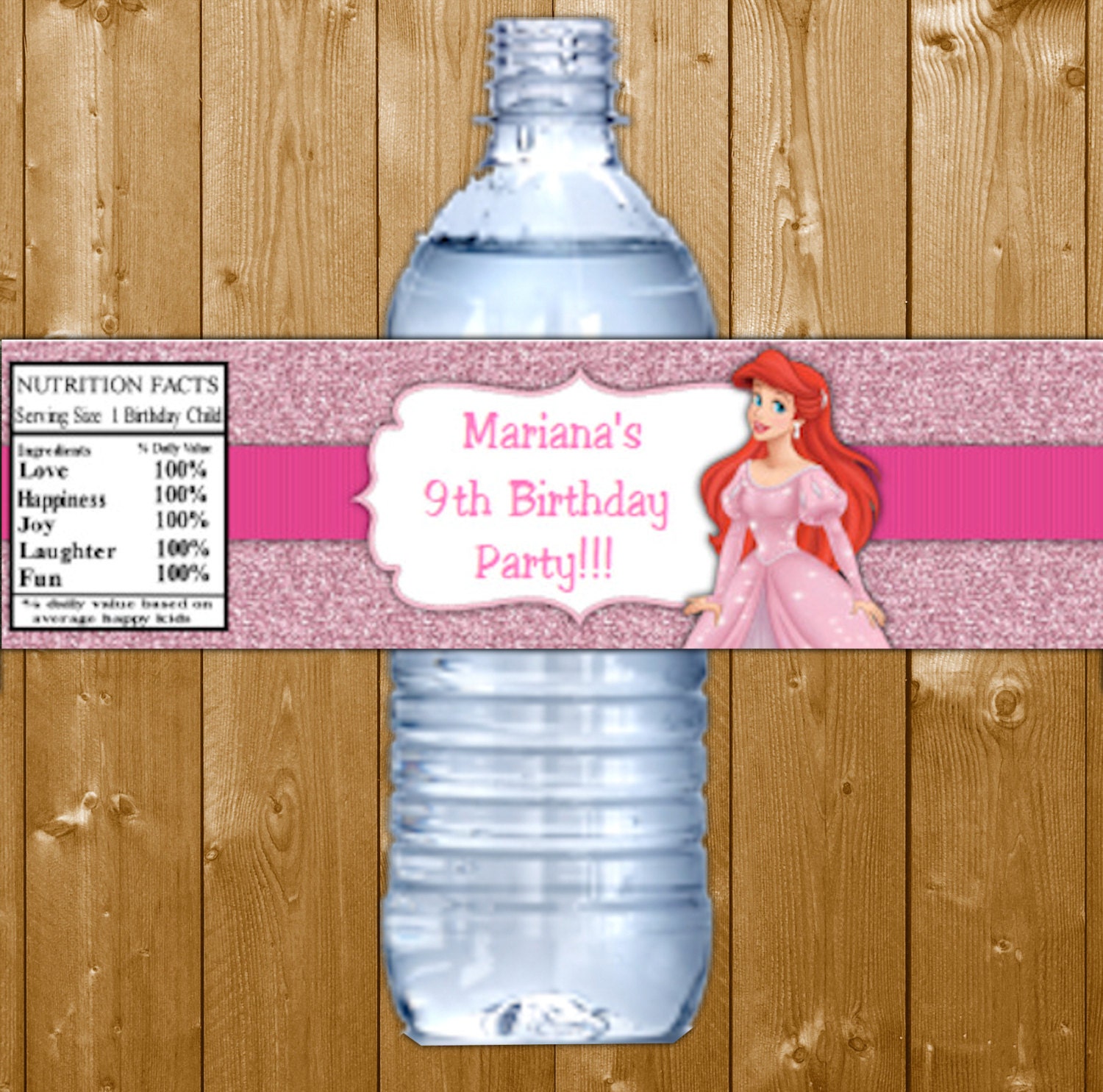 Ariel Water Bottle Labels Ariel Birthday Party Water Bottle