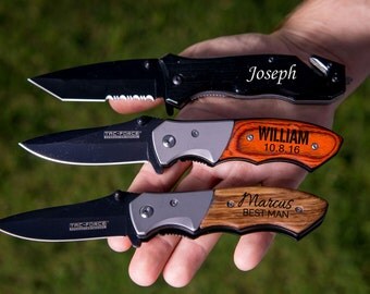 Groomsmen Gift, Pocket Knife, Hunting Knife, Gift for Men, Camping Knife, Groomsman Knife, Engraved Knives, Unique Best Stocking Stuffer