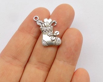 6 Christmas Stocking Charms - Christmas Charms - #S0144