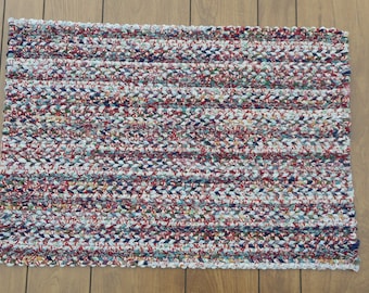 Multicolored Twined Rectangular Rag Rug