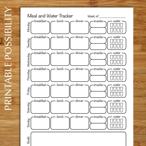 Food Log Weekly Food Tracking Page 8 5 X 11 Track Meals