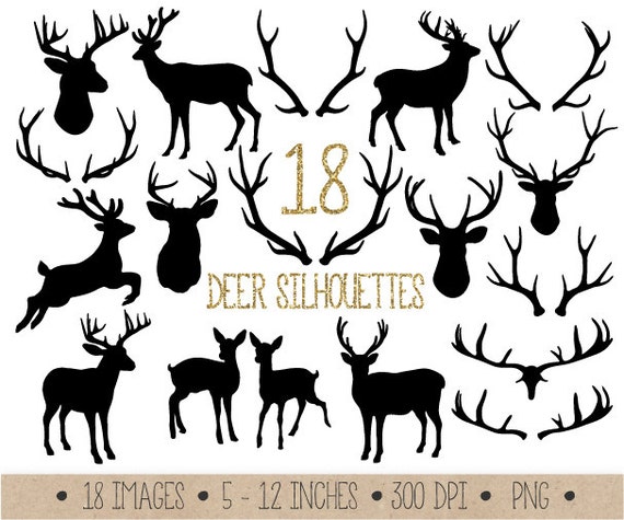 free deer antler silhouette clip art - photo #36