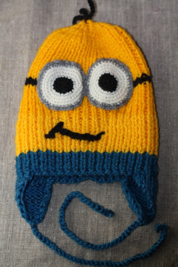Items similar to Minion Hat, Funny Hat, Knit minion Hat, Knit Hat, Knit