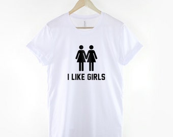 Lesbian T-Shirt - I Like Girls Tomboy Gay Pride Girls Shirt