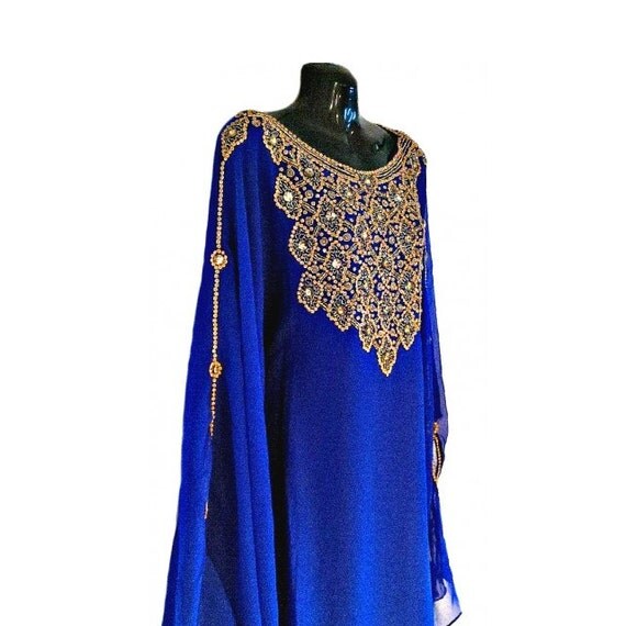 navy blue and gold kaftan