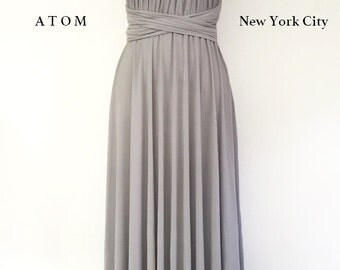 Silver Light Grey LONG Maxi Infinity Dress Gown Convertible Formal Multiway Wrap Dress Bridesmaid Dress Evening Dress Toga Dress