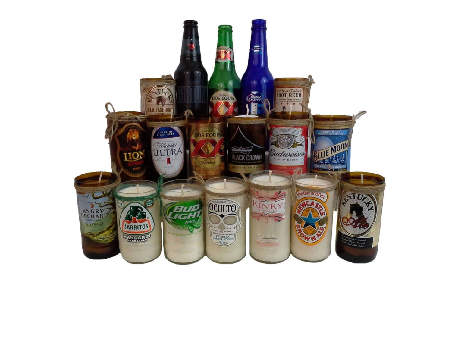 Beer Bottle Candle gift set of 3/beer by HomemadeCandlesNSoap