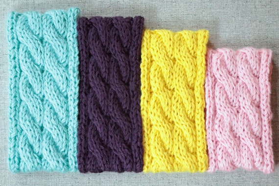 Knitting Pattern: Cable Knit Ear Warmer Colorful Headband