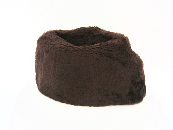 Vintage 50s Sheared Beaver Fur Wedge Hat Mouton Shearling