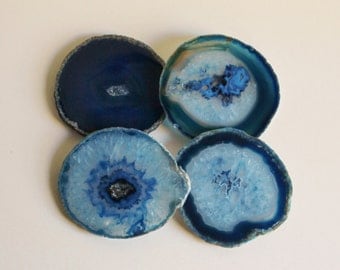 Agate Coasters, Blue Brazilian, Set of 4