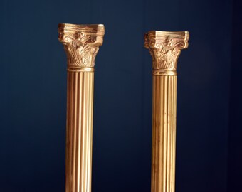 Vintage Corinthian Column Candleholders, Pair
